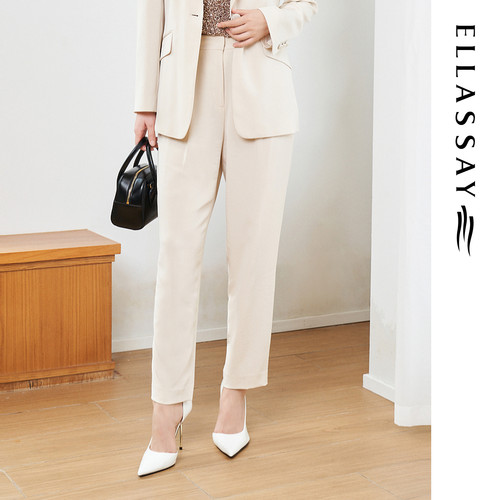 ELLASSAY歌力思春夏新款100%桑蚕丝简约利落休闲裤女EWA356K02100