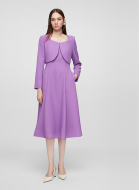 ELLASSAY歌力思早春新款摩洛哥紫气质连衣裙套装女EWE361Y00600