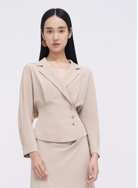 ELLASSAY歌力思春夏新款时尚重磅真丝西装式衬衫女EWF342C02000