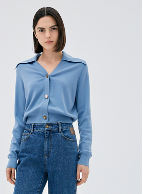 ELLASSAY歌力思秋季新款开衫直角肩针织衫女EWW333M00600