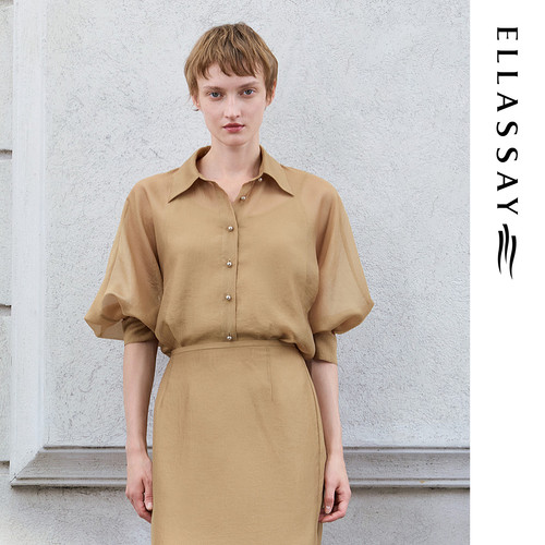 ELLASSAY歌力思2026春夏新款柔焦滤镜假两件衬衫女EWE372C02300