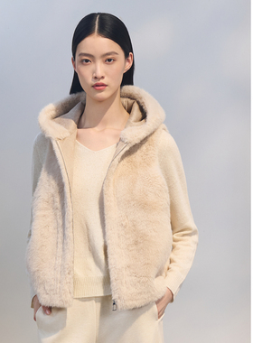 ELLASSAY歌力思2025冬季新款简约连帽毛呢马甲外套女EWD364D05500