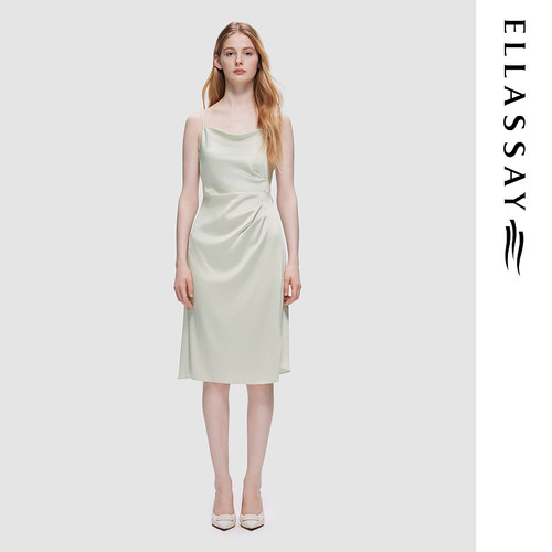 ELLASSAY歌力思夏季新款醋酸缎面法式连衣裙女EWD353Y01700
