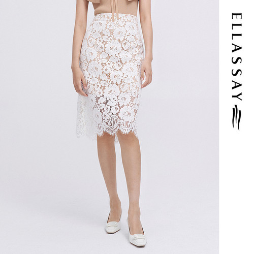 ELLASSAY歌力思2026早春新款花朵蕾丝舒适简约半身裙EWE341Q00500