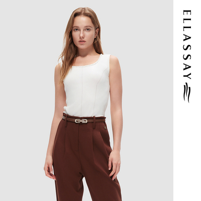 ELLASSAY歌力思春夏新款简约气质圆领套头针织衫女EWE346M08200