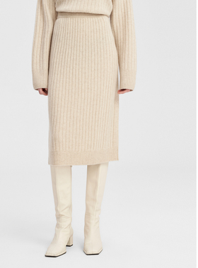 ELLASSAY歌力思秋冬新款山羊绒罗纹百搭针织半身裙女EWW344M05400