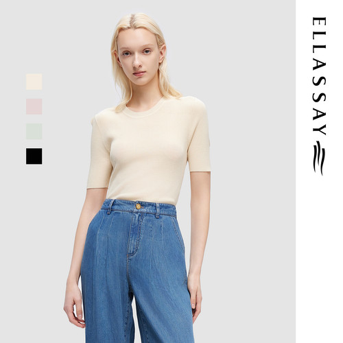 ELLASSAY歌力思春夏新款时尚百搭修身针织衫女EWD352M01700