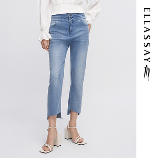ELLASSAY歌力思夏季新款层次腰头棉质牛仔裤女EWW342N03500