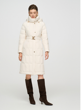 ELLASSAY歌力思2025冬季新款可拆帽收腰鹅绒羽绒服女EWD363L05200