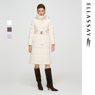 ELLASSAY歌力思冬季新款可拆帽收腰鹅绒羽绒服女EWD363L05200