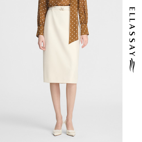 ELLASSAY歌力思秋季新款羊毛优雅高腰铅笔裙半身裙女EWE353Q00300
