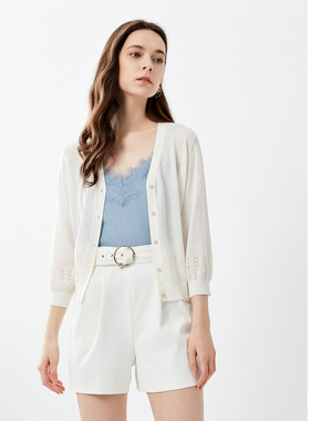 ELLASSAY歌力思2026春夏新款薄款镂空开衫针织衫女EWD365M03500