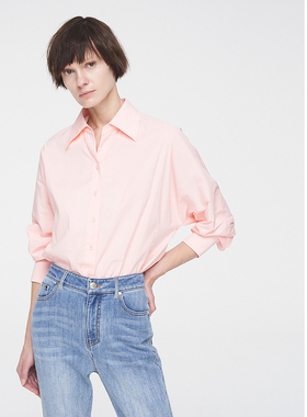 ELLASSAY歌力思春季新款棉挺阔高级温柔粉色衬衫女EWW351C00300