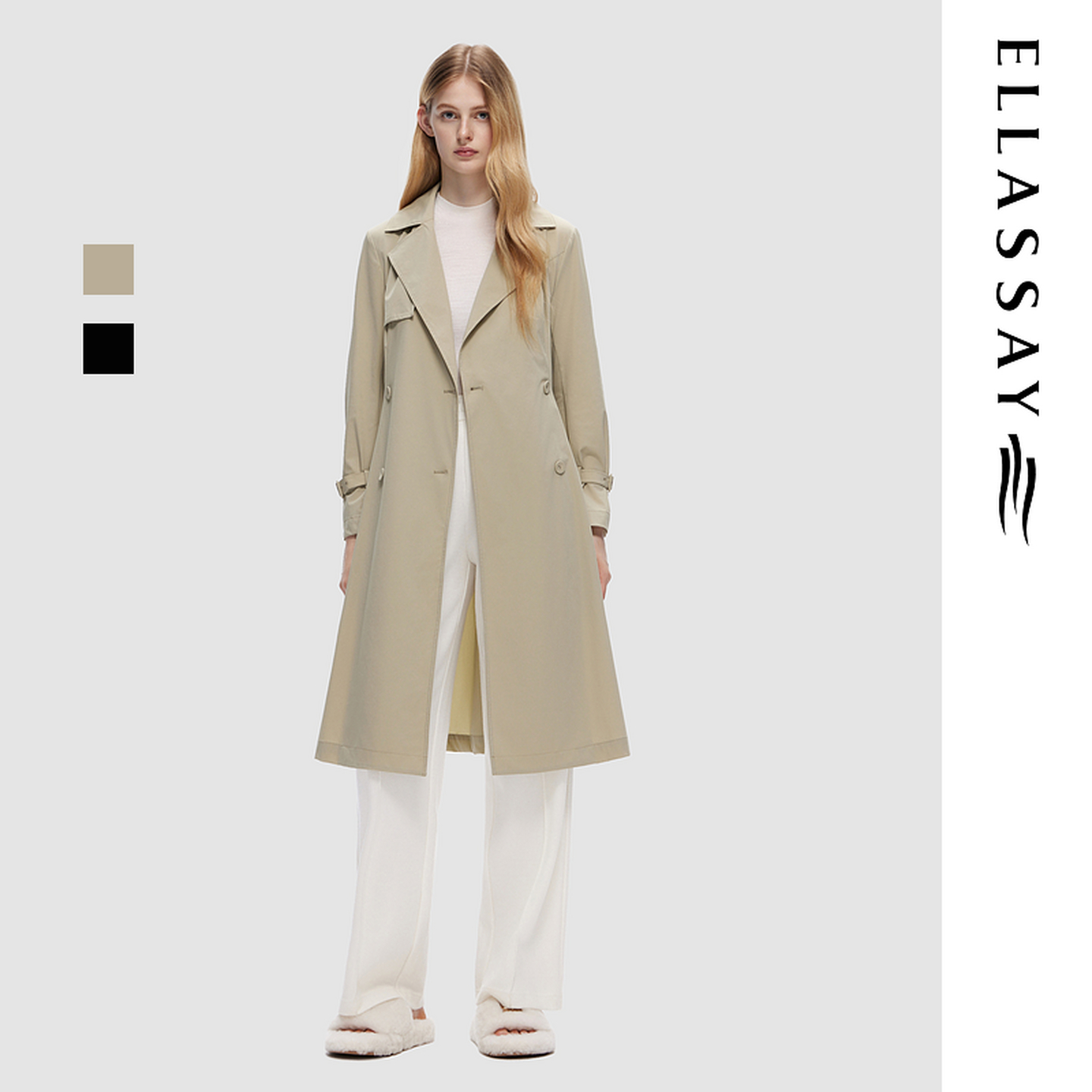 ELLASSAY歌力思秋季新款经典简约基础中长款风衣女EWD353F00100