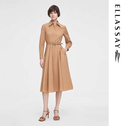 ELLASSAY歌力思2026春季新款棉真丝复古衬衫连衣裙女EWE351Y12400