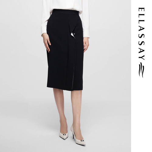 ELLASSAY歌力思秋冬新款三醋纤简约A字半身裙女EWF361Q00100