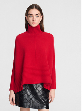 ELLASSAY歌力思秋冬新款绵羊毛斗篷设计高领毛衣女EWE354M13200