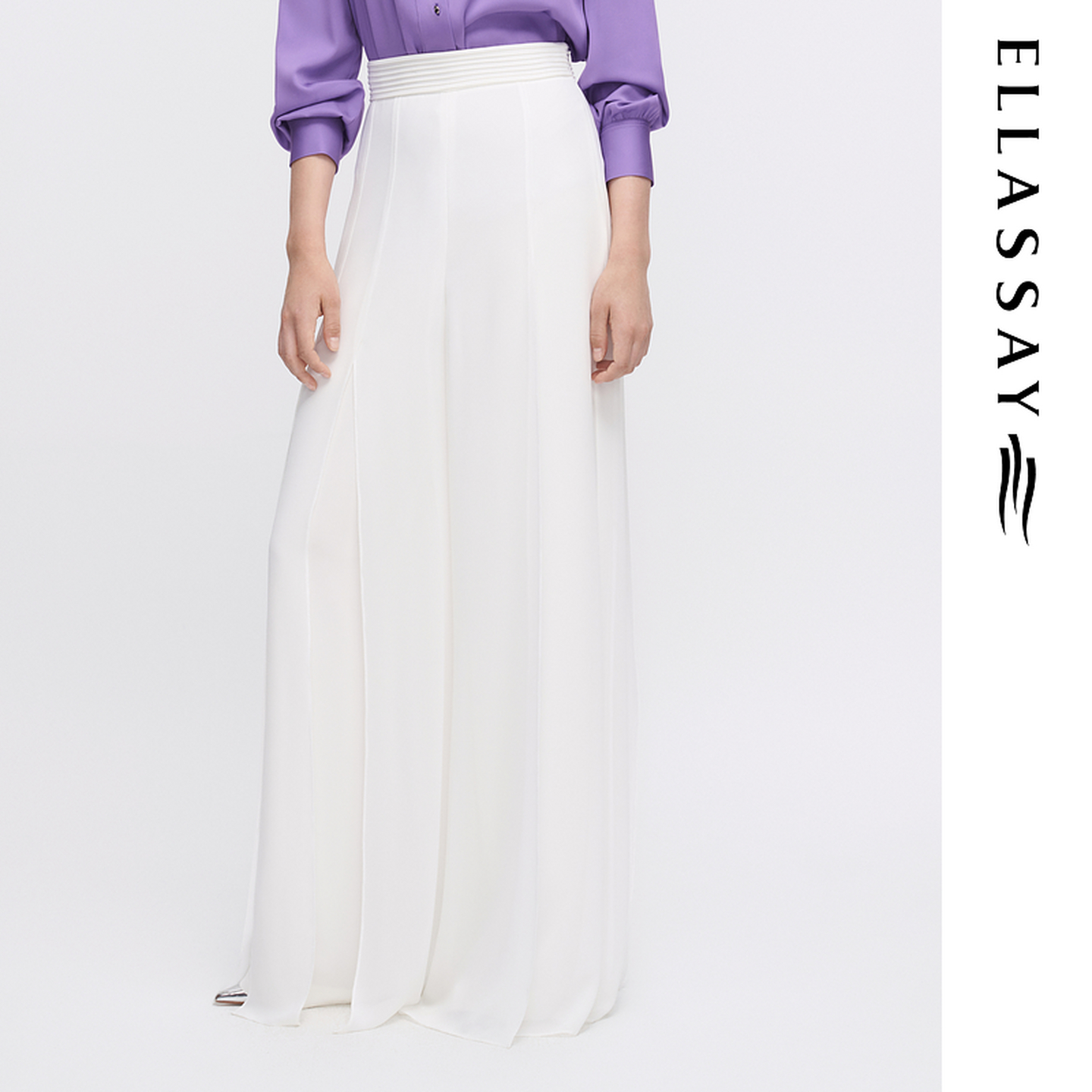 ELLASSAY歌力思春夏新款三醋酸休闲垂感宽松休闲裤女EWF342K02100