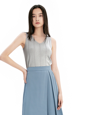 ELLASSAY歌力思春夏新款百搭经典休闲镶钻V领背心女EWF332M01000