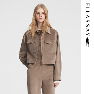 ELLASSAY歌力思秋冬新款复古率性工装夹克短外套女EWA356T00400