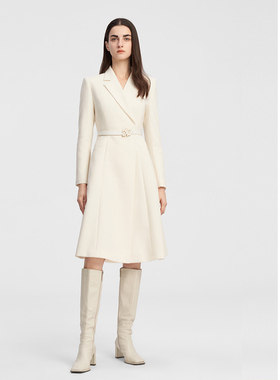 ELLASSAY歌力思秋季新款肌理柔雾花纱西装连衣裙女EWE343Y06300