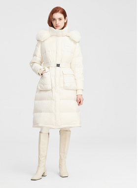 ELLASSAY歌力思冬季新款可拆毛边帽简约鹅绒羽绒服女EWW344L03200