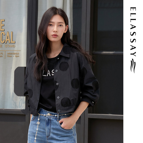 ELLASSAY歌力思夏季新款波点哑光简约翻领摩登西装女EWE363T00700