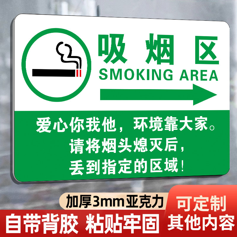 户外亚克力吸烟区禁烟提示牌