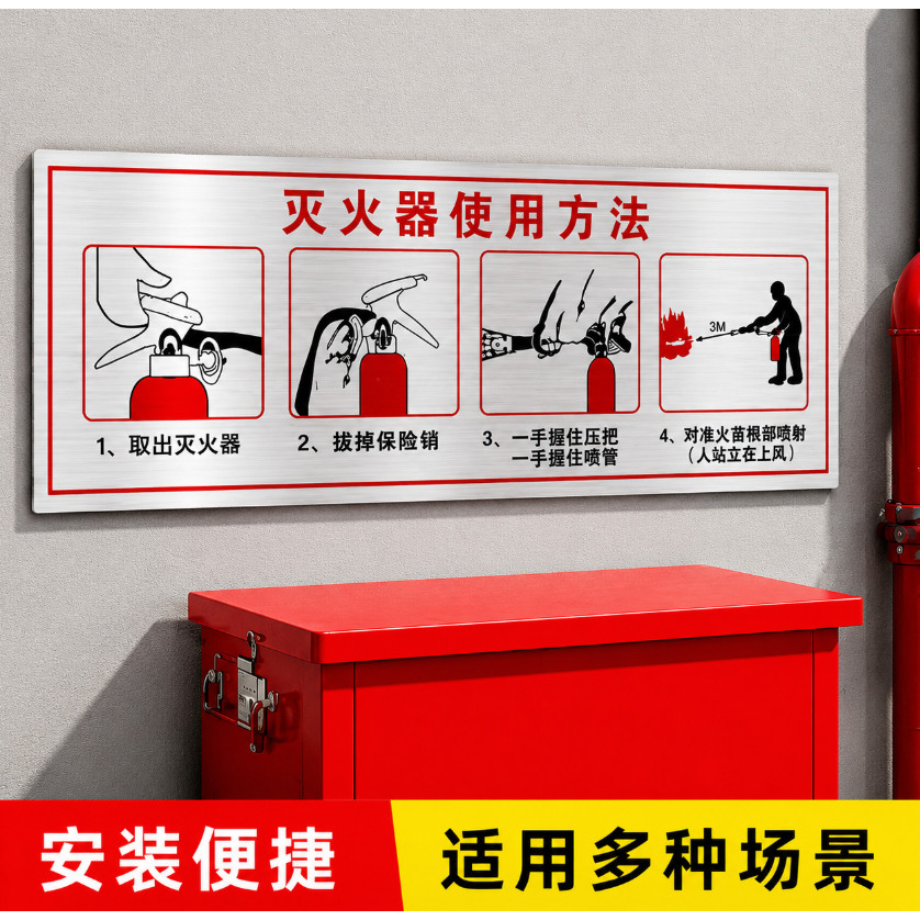 不锈钢消火栓灭火器标识贴