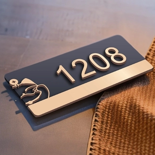 定制创意个性房间号房号数字贴亚克力门牌号码牌家用订制酒店包厢高档办公室轻奢宿舍家庭入户门号标识门贴