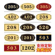宾馆包间酒店门号宿舍办公室公司住宅亚克力门牌号码牌家用轻奢房间号定制免打孔入户门房号订制数字贴包厢门