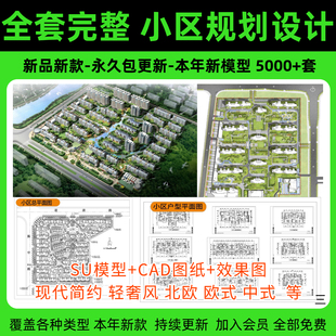 住宅小区居住区规划CAD总平面图方案 高层景观建筑su模型设计施工