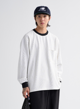 NUMBERSALT 24AW日系休闲复古潮流宽松条纹长袖T恤重磅圆领上衣男