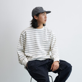 NUMBERSALT盐号24SS日系休闲宽松圆领长袖 纯棉条纹T内搭打底衫 男