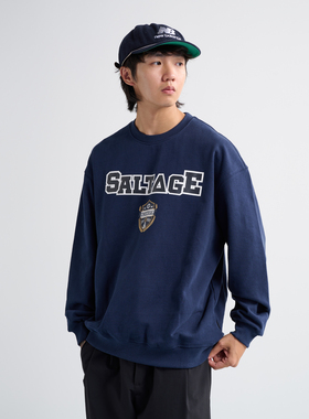 NUMBERSALT24AW日系休闲宽松运动圆领套头重磅卫衣抗皱百搭长袖男