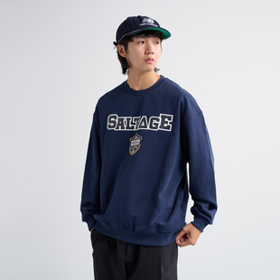 NUMBERSALT24AW日系休闲宽松运动圆领套头重磅卫衣抗皱百搭长袖 男