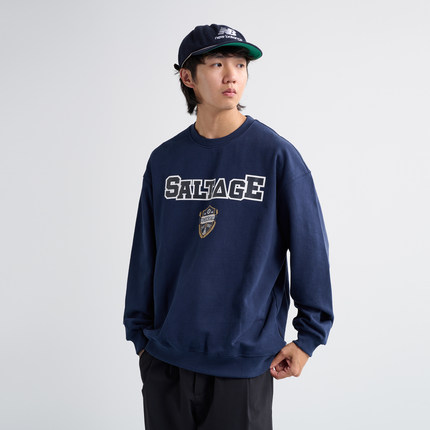 NUMBERSALT24AW日系休闲宽松运动圆领套头重磅卫衣抗皱百搭长袖男