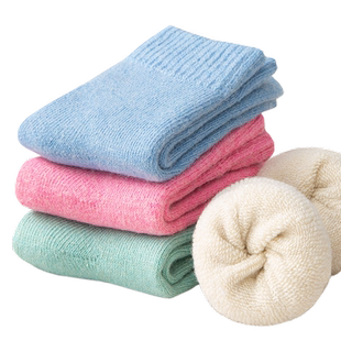 儿童羊毛袜加厚加绒保暖毛圈东北袜子男童女童中筒羊绒大童秋冬季