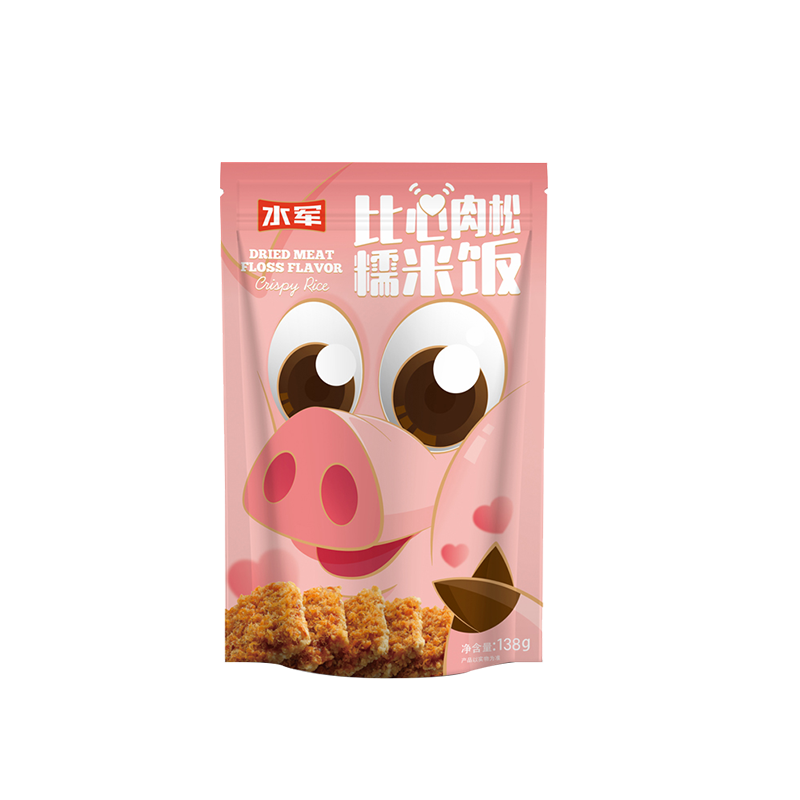 水军锅巴138克*4袋蟹香蛋黄糯米锅巴黑金肉松海鲜味零食网红小吃