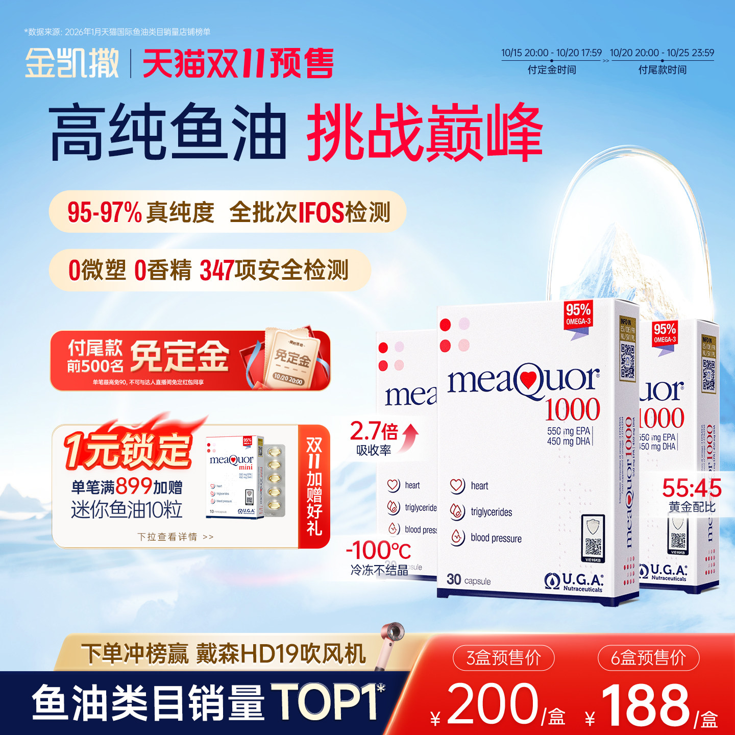 【立即付定】金凯撒鱼油95%高纯度深海鱼油omega3成人