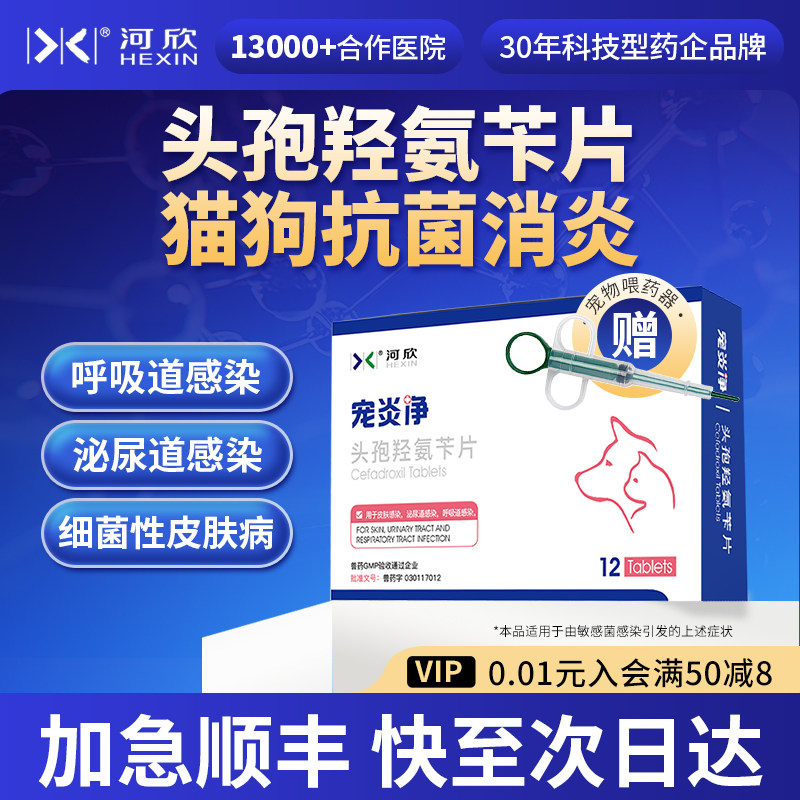 宠物头孢羟氨苄消炎药猫咪感冒咳嗽狗狗呕吐腹泻肠胃炎膀胱炎河欣