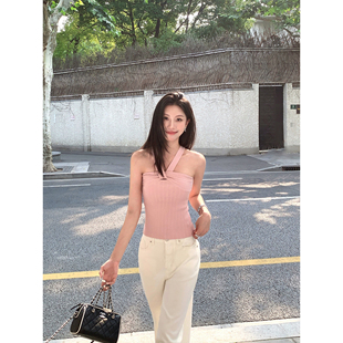 气质无袖 纯欲辣妹针织吊带背心女修身 露肩上衣 自成焦点 pusumede