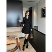 pusumede 连衣裙女气质收腰短裙 小香风西装 现货5.5折 黑色法式