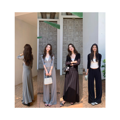 卫衣女直筒休闲裤/半身裙三件套