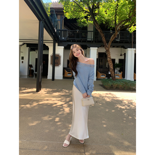 pusumede 柔波漾影 1OO醋酸缎面鱼尾半身裙女气质垂坠感包臀长裙