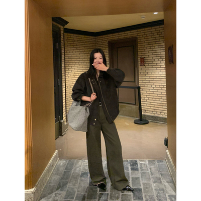 宽松阔腿牛仔裤简约修身裤子