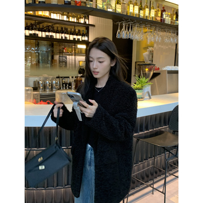 仿皮草夹棉加厚西装羊羔毛外套女