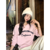 pusumede 字母印花卫衣女圆领针织上衣 美式 现货7折 慵懒画报