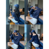 加分搭配 pusumede 现货5.5折 蕾丝边挂脖吊带女斜肩卫衣两件套