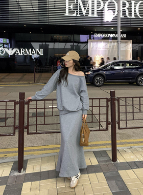 pusumede【现货7折】基础系列 慵懒套装女斜肩卫衣/半身裙/休闲裤